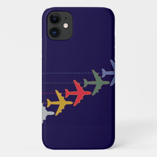 colorful travel airplanes iPhone 11 case