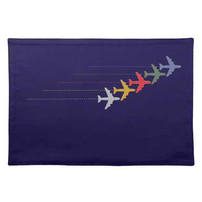 colorful travel airplanes cloth placemat (Front)