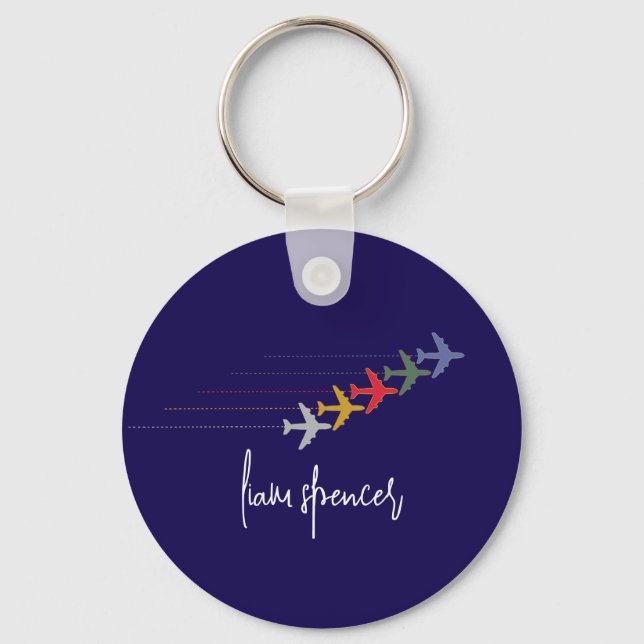 colorful travel airplanes keychain (Front)