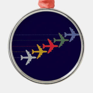 colorful travel airplanes metal ornament