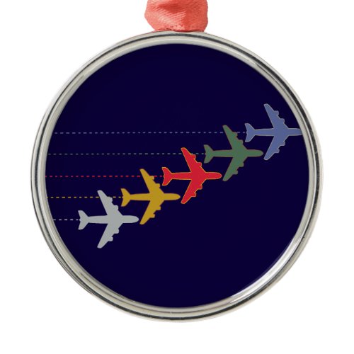 colorful travel airplanes metal ornament