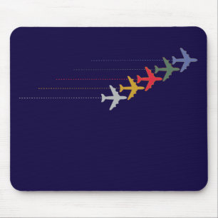 colorful travel airplanes mouse pad