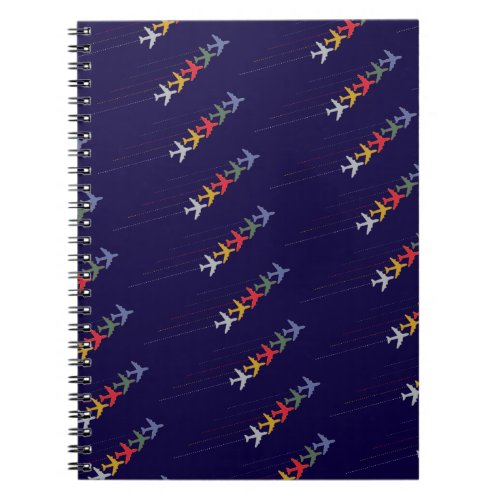 colorful travel airplanes notebook