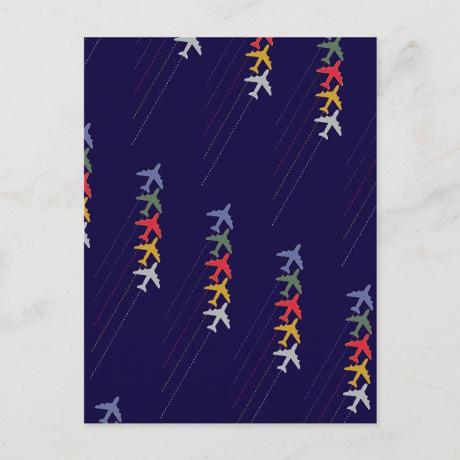 colorful travel airplanes postcard (Front)