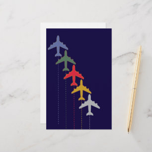 colorful travel airplanes stationery