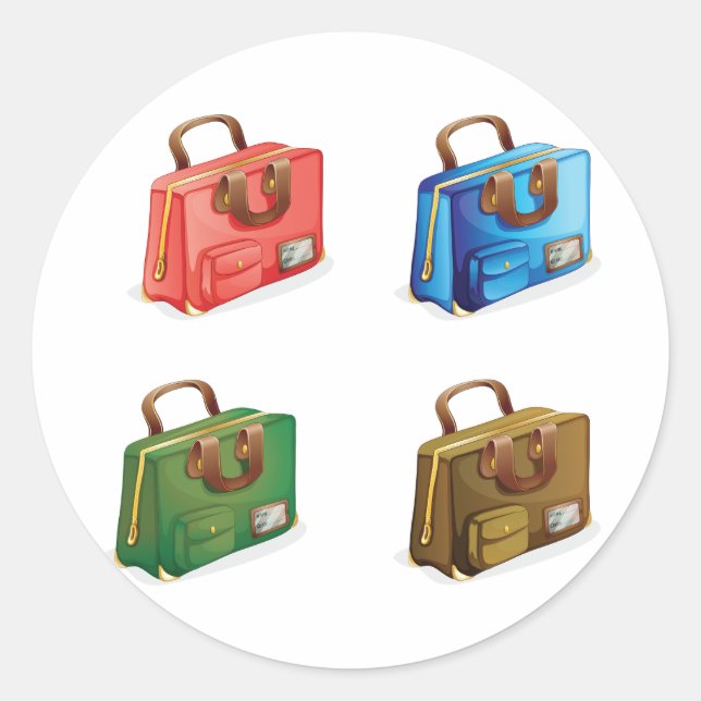 Colorful Travel Briefcase Collection Classic Round Sticker (Front)