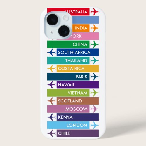 Colorful Travel Bucket List iPhone 15 Case