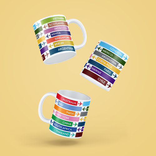 Colorful Travel Bucket List Coffee Mug