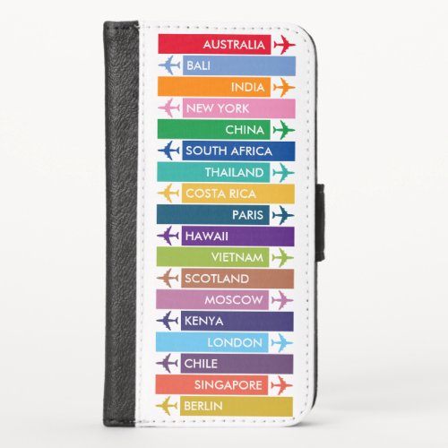 Colorful Travel Bucket List iPhone X Wallet Case