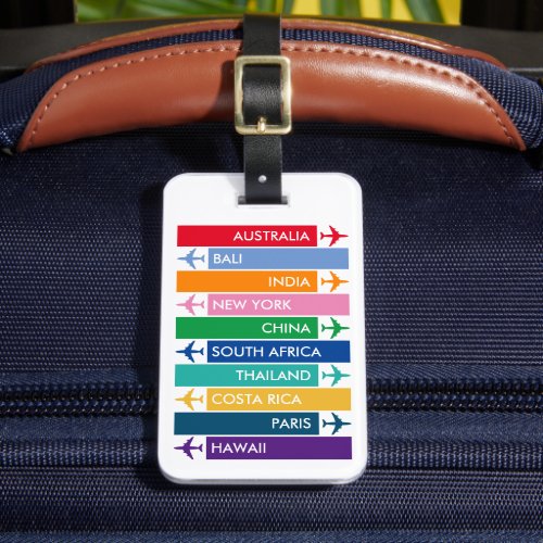 Colorful Travel Bucket List Luggage Tag