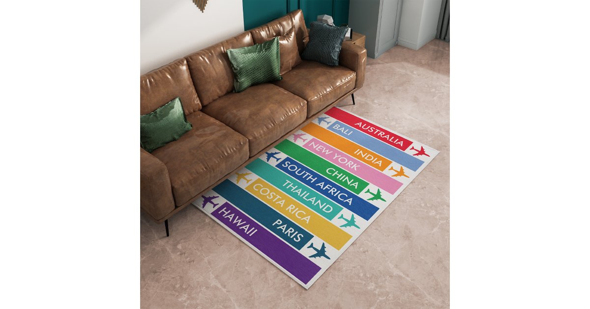 Traveling Rug Colorful Travel Bucket List Rug | Zazzle