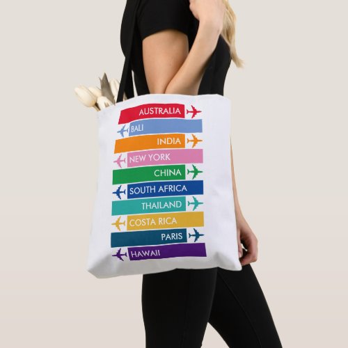 Colorful Travel Bucket List Tote Bag