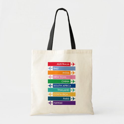 Colorful Travel Bucket List Tote Bag