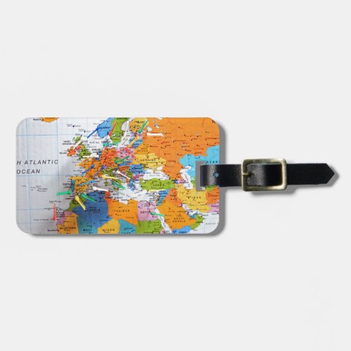 Colorful Travel Map Luggage Tag