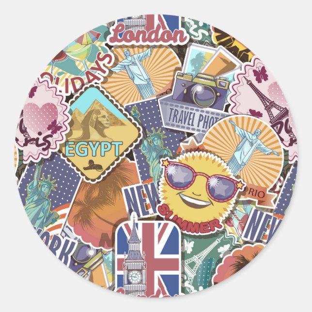 Colorful Travel Sticker Pattern (Front)