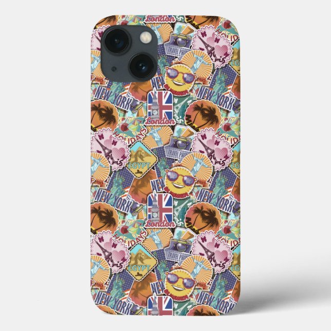 Colorful Travel Sticker Pattern Case-Mate iPhone Case (Back)