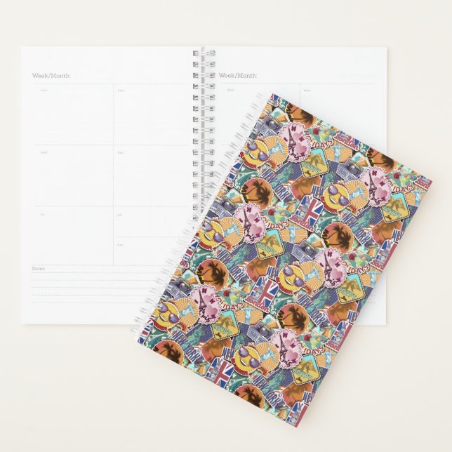 Colorful Travel Sticker Pattern Planner (Display)