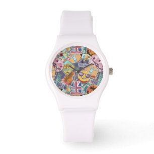 Colorful Travel Sticker Pattern Watch