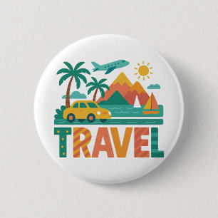 Colorful Travel Vacation Adventure Button