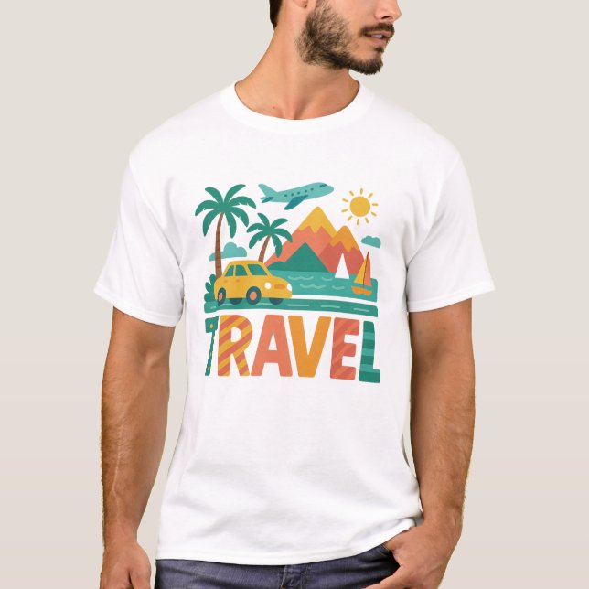 Colorful Travel Vacation Adventure T-Shirt (Front)