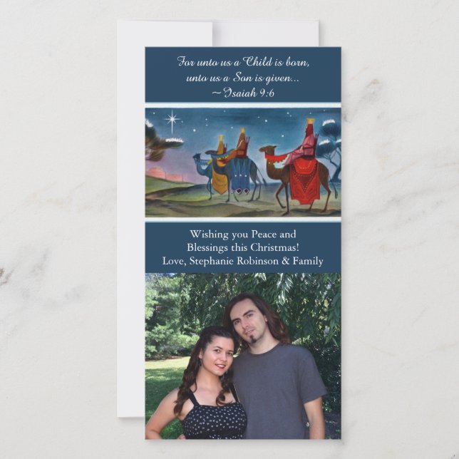 Colorful Travelers Photo Christian Christmas Holiday Card (Front)