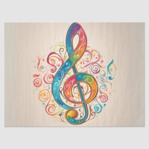Colorful Treble Clef Decoupage Tissue Paper
