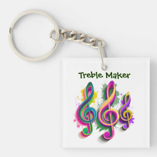 Colorful Treble Clef Music Design Keychain