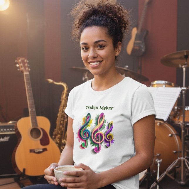 Colorful Treble Clef Music Design T-Shirt (Creator Uploaded)