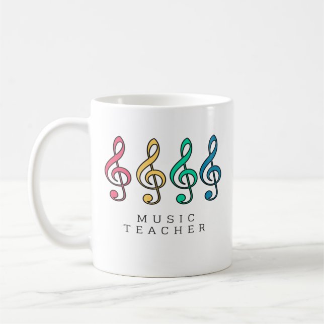 Colorful Treble Clef Music Teacher  Coffee Mug (Left)