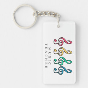 Colorful Treble Clef Music Teacher  Keychain