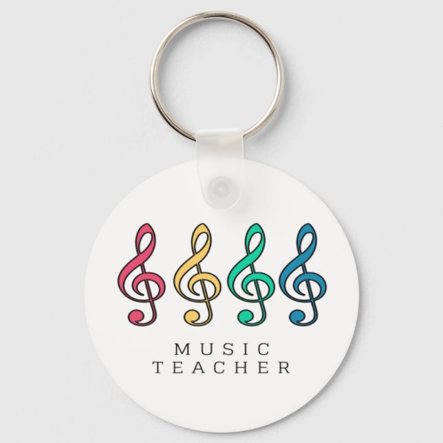 Colorful Treble Clef Music Teacher   Keychain (Front)