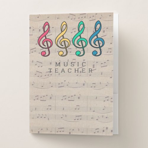 Colorful Treble Clef Music Teacher Pocket Folder