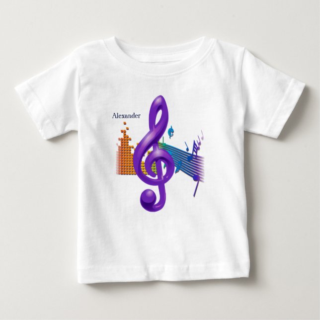 Colorful Treble Clef Music Tee – Custom Name (Front)