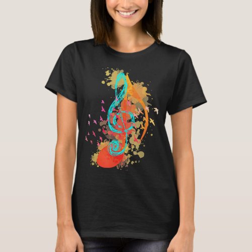 Colorful Treble Clef Music Theory Musician Teacher T_Shirt