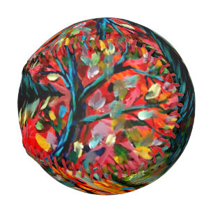 Colorful Tree And River Painting Baseball