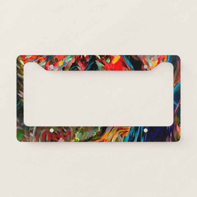 Colorful Tree And River Painting License Plate Frame (Front)