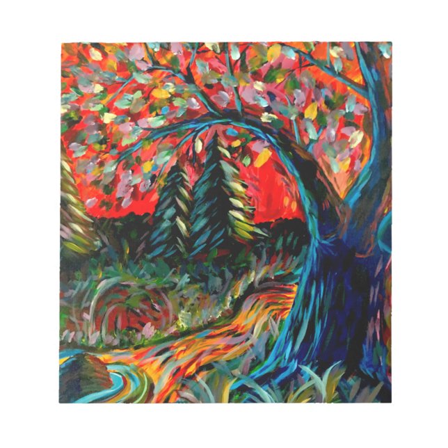 Colorful Tree And River Painting Notepad (Front)