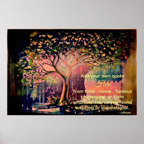  Colorful Tree AP81 Artistic Ethereal DIY Quote Poster