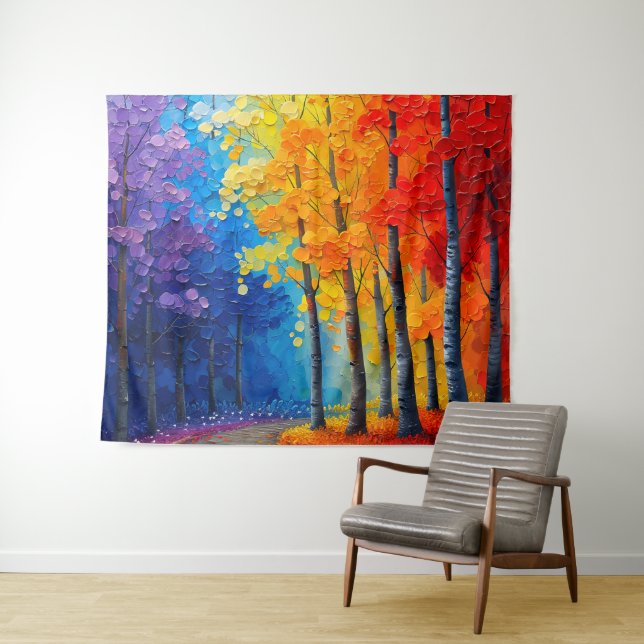 Colorful Tree Art Tapestry (In Situ (Horizontal))