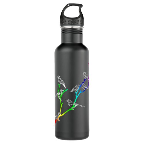 Colorful Tree Birdwatcher Animal Birdwatching Vint Stainless Steel Water Bottle