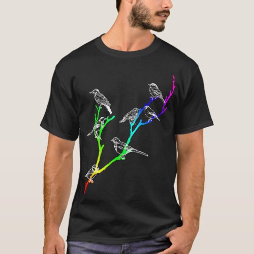 Colorful Tree Birdwatcher Animal Birdwatching Vint T_Shirt