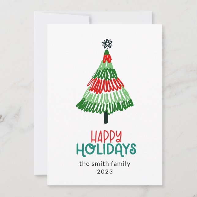 Colorful Tree christmas Happy Holiday Card (Front)