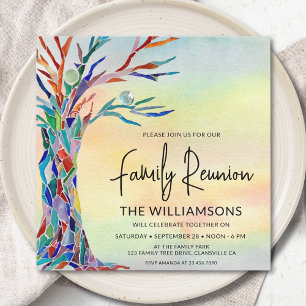 Colorful Tree Family Reunion Invitation