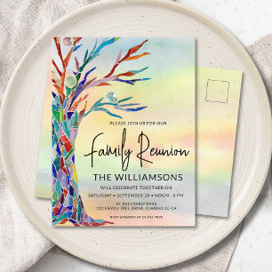 Colorful Tree Family Reunion Invitation Postcard