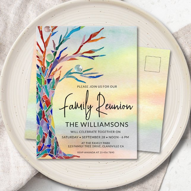  Colorful Tree Family Reunion Invitation Postcard (Creator Uploaded)