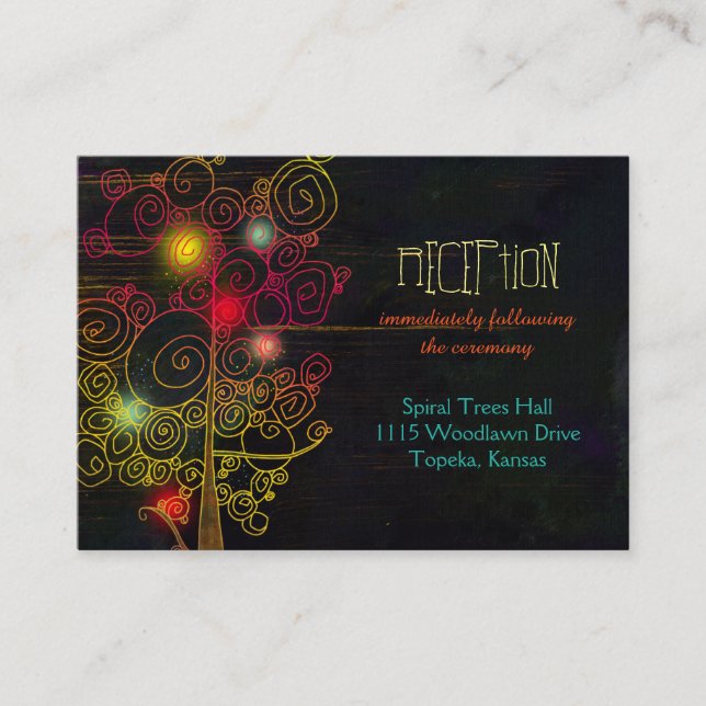 Colorful Tree Fantasy Wedding Reception Enclosure Card (Front)