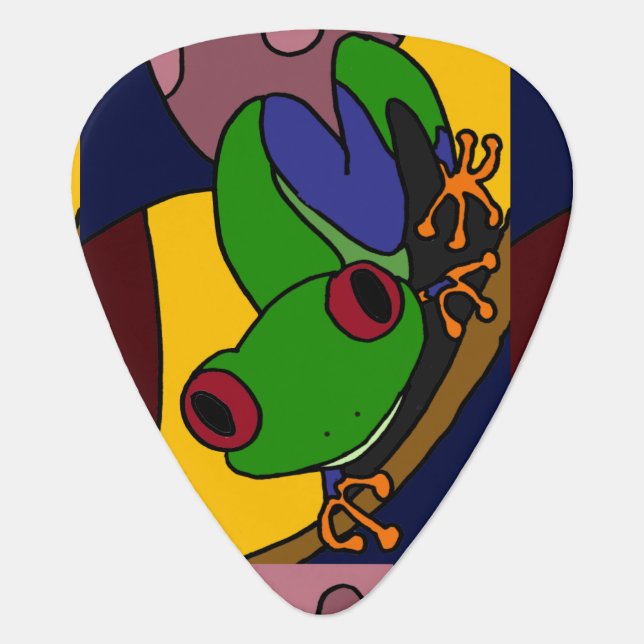 Colorful Tree Frog Art Abstract Guitar Pick (Front)