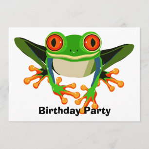 Colorful Tree Frog Birthday Party Invitation