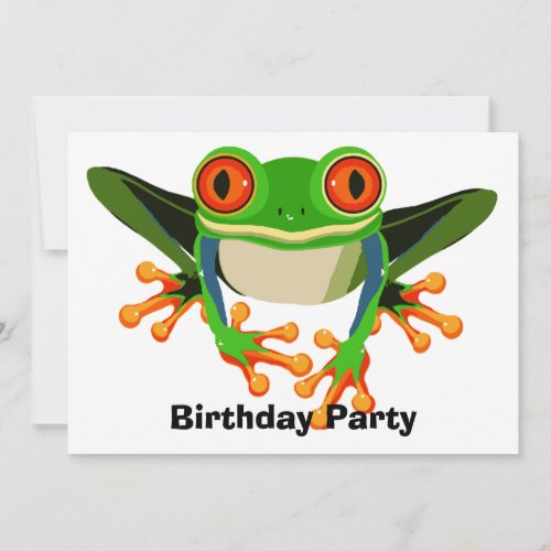 Colorful Tree Frog Birthday Party Invitation