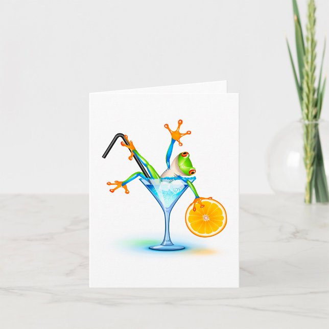 Colorful Tree Frog Cocktail Glass Card (Creator Uploaded)